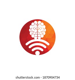 Brain und WLAN Logo Design-Zeichen. Bildung, Technologie und unternehmerischer Hintergrund. Wi-Fi-Logo Symbol