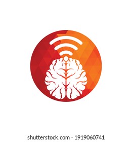 Signo de diseño del logotipo del cerebro y del wifi. Educación, tecnología y formación empresarial. Icono del logo del cerebro Wi-Fi.