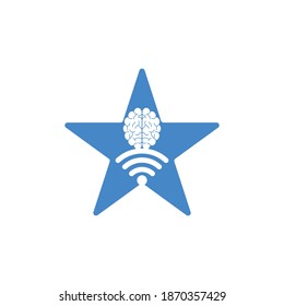 Brain and wifi star shape concept logo design. Education, technology and business background. Wi-fi brain logo icon