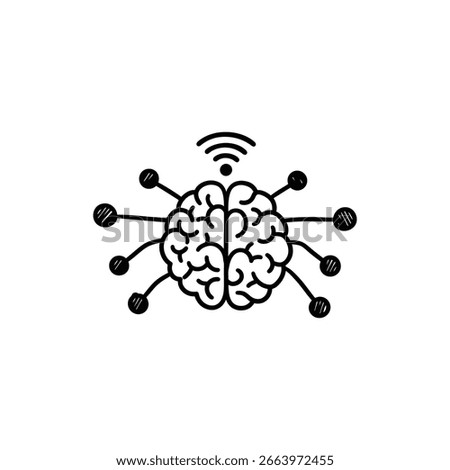 Brain with WiFi Symbol Representing Connected Thoughts and Ideas
