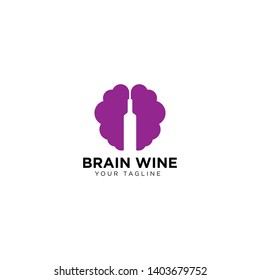 Brain Wine Logo Design Template