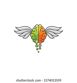 brain wing logo icon technology vector