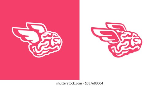 The brain with wings flies vector illustration