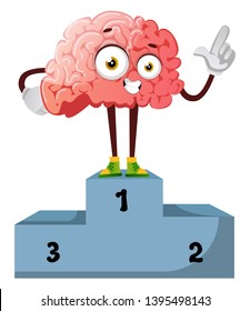 Brain wins a competition, illustration, vector on white background.