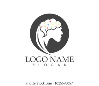 Brain woman logo design template