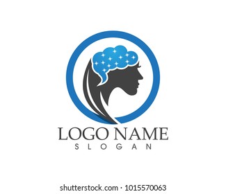 Brain woman logo design template