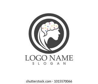 Brain woman logo design template