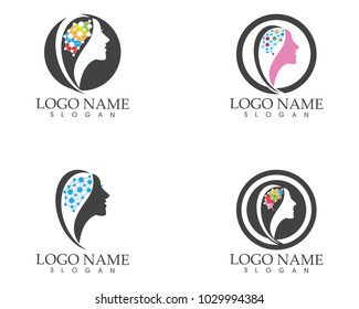 Brain woman Logo Template 
