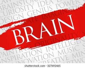 Brain word cloud, business concept