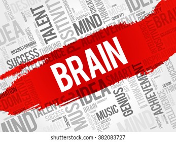 Brain word cloud, business concept