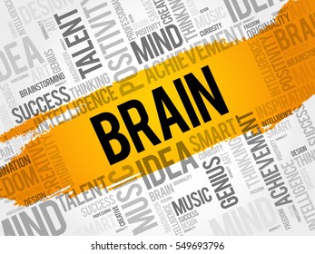 BRAIN word cloud collage, creative business concept background