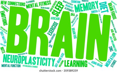 Brain word cloud on a white background. 