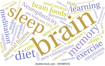 Brain word cloud on a white background. 