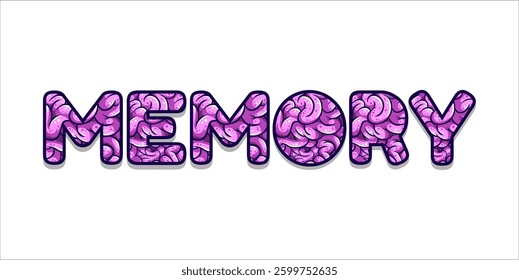 brain word typography poster. Editing manipulation word for postcard, design poster, art for advertising or design element. vector style typography illustration