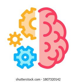brain work mechanical gears icon vector. brain work mechanical gears sign. color symbol illustration
