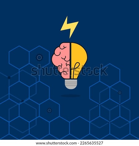 Brain working and analysis for inspiration, idea, solve, innovation or teamwork brainstorming. Brain processes data analysis to link information. Bright critical thinking for plan, study or work.