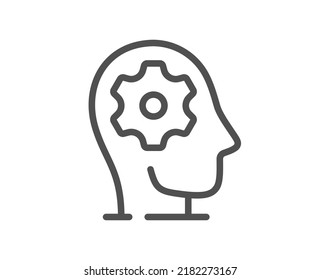 Icono de línea de trabajo del cerebro. Signo de terapia psicológica. Símbolo de salud mental. Elemento de diseño de calidad. Icono de trabajo cerebral de estilo lineal. Trazo editable. Vector