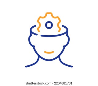 Brain working line icon. Psychology therapy sign. Mental health symbol. Colorful thin line outline concept. Linear style brain working icon. Editable stroke. Vector