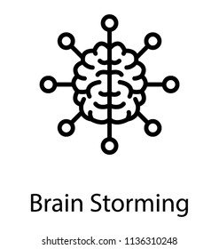 Brain in working mode from where ideas popping out, inferring icon for brainstorming 