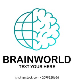 Brain world vector logo template. This design use think idea symbol. Suitable for education or business.