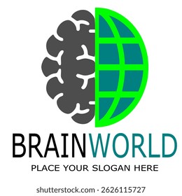 Brain world vector logo template
