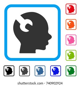 Brain Wrench Tool icon. Flat grey iconic symbol in a light blue rounded squared frame. Black, gray, green, blue, red, orange color variants of Brain Wrench Tool vector.