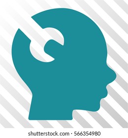 Brain Wrench Tool vector pictogram. Illustration style is flat iconic soft blue symbol on a hatch transparent background.
