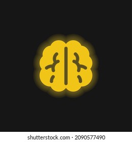 Brain yellow glowing neon icon