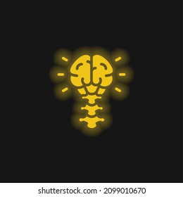 Brain Yellow Glowing Neon Icon