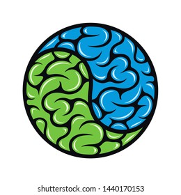 Brain Yin Yang Logo Design Template