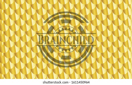 Brainchild golden badge. Scales pattern. Vector Illustration. Detailed.