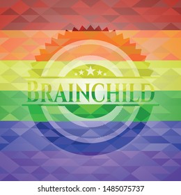 Brainchild lgbt colors emblem. Vector Illustration. Mosaic.