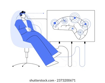 Gehirn-Computer-Schnittstelle abstrakte Konzept Vektorgrafik. Menschen, die Gehirn-Computer-Schnittstellensystem verwenden, Technologie im Gesundheitswesen, Menschen mit Behinderungen mit bionischen abstrakten Metaphern helfen.