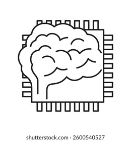 Brain-computer interface concept - innovative technology that determines functional intent - to change, move, control, or interact - directly from the brain activity. in thin line