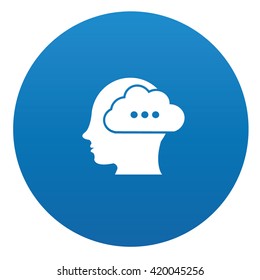 Brain,idea icon design on blue button,vector