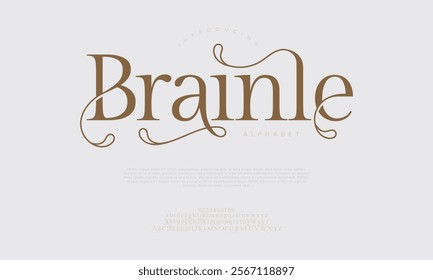 Brainle typography beauty fashion elegant minimalist serif italic fonts decorative wedding vintage retro logos. Minimal luxury font alphabet logo. Vector illustration