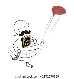 Caricatura de un hombre hueco y sin cerebro Ilustración vectorial aislada