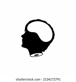 Brainless Human Head Symbol. Flat Vector Of Stupid Person With Lack Of Intelligence On White Background.