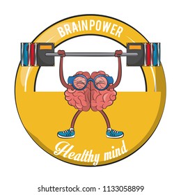 Brainpower healthy emblem label