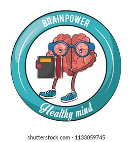 Brainpower healthy emblem label