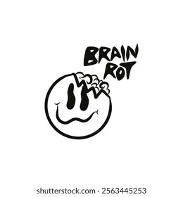 Brainrot emoticon social media clip art illustration vector sticker t shirt design element print art editable