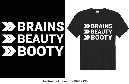 Gehirne Schönheitsstift Vektortypografie T-Shirt Design. Perfekt für Drucksachen und Beutel, Poster, Karten, Banner, handgeschriebene Vektorgrafik. Einzeln auf schwarzem Hintergrund