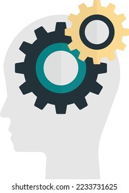 brains and cogs illustration in minimal style isolated on background