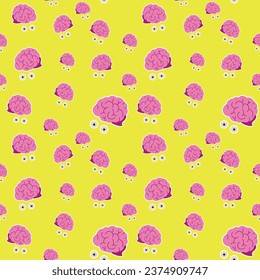 Brains of a cow, sheep or calf in tomato sauce. Seamless Pattern. Dish for Halloween, weird food.