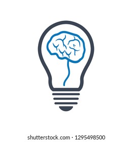 brains light bulb idea abstraction, Idea icon vector illustration - Vector.brain in light Bulb line icon vector, isolated on white background. Idea sign, thinking concept. Lighting Electric lamp.