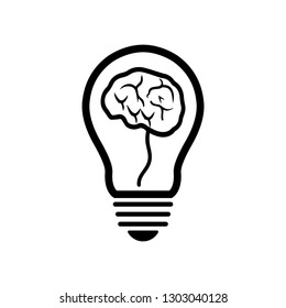 brains light bulb idea abstraction, Idea icon vector illustration - Vector.brain in light Bulb line icon vector, thinking concept. Lighting Electric lamp, Idea concept blue line icon.