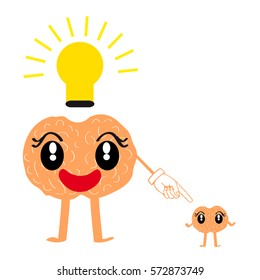 Brains on white background. Vector illustration.