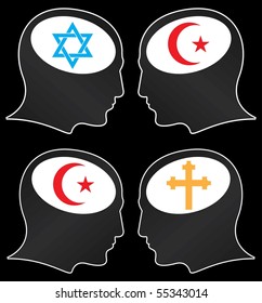 brains of religious fanatics. vector illustration