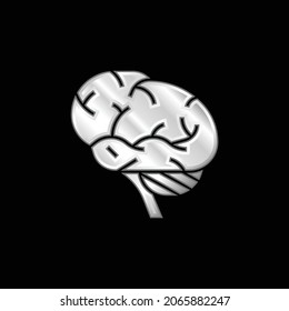Icono metálico plateado del cerebro