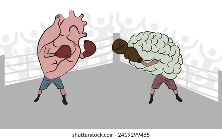 Brains vs. hearts in the ring. The age-old struggle of the mind against the feelings. EPS 10.